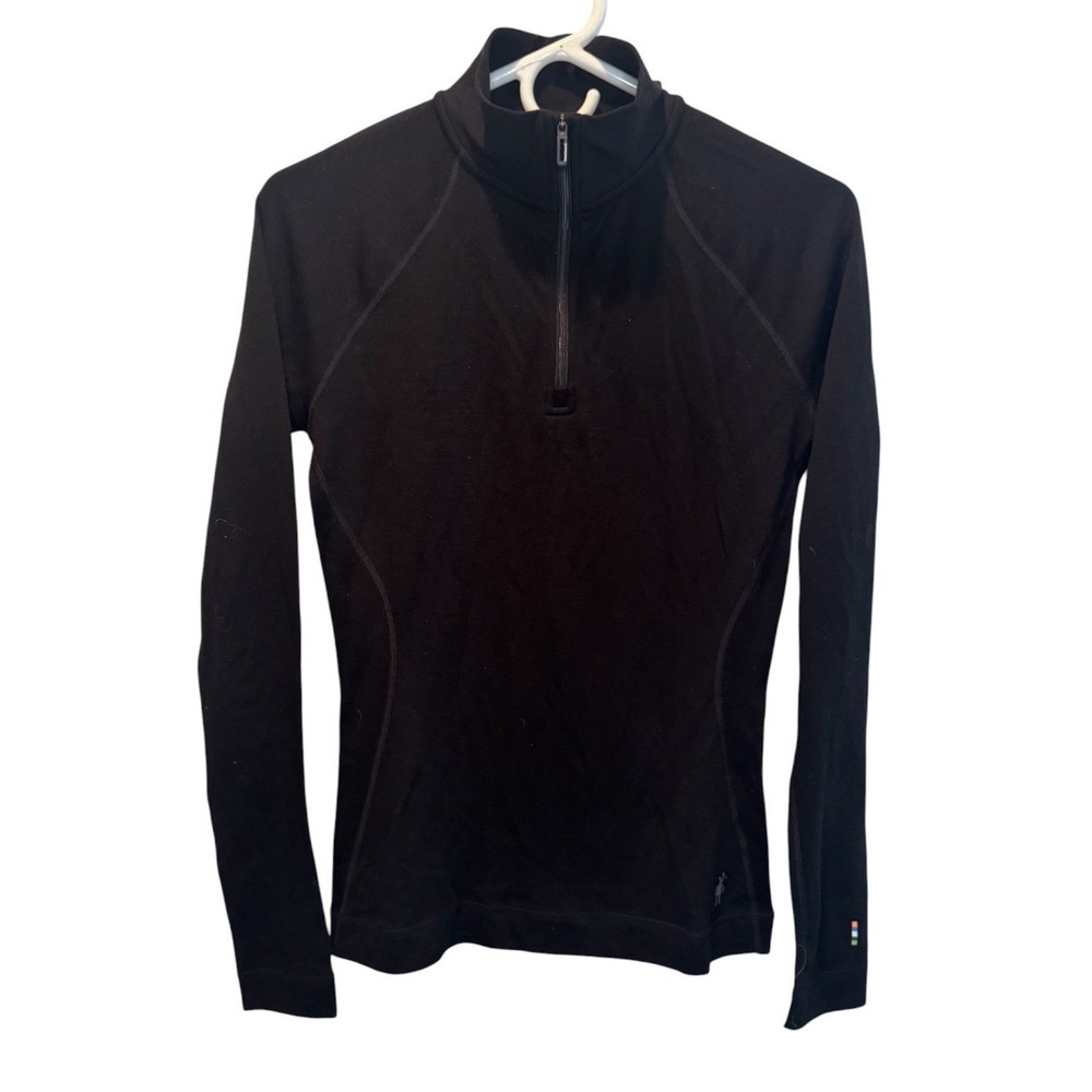 Smartwool Womens Black Baselayer Merino 250 1/4 Zip Thermal Top Medium NEW